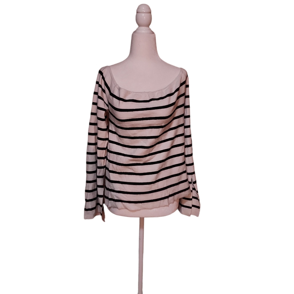 Forever 21 3xl Boat Neck Long Sleeve Sweater Top Shirt White Black Strip…